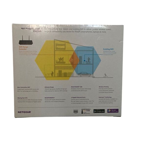 NETGEAR EX6200 Wireless WiFi Range Extender AC1200 Sealed NEW - Picture 2 of 6
